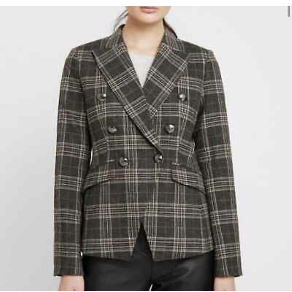 NEW Banana Republic Cadet Windowpane Fitted double breast blazer women size 4
